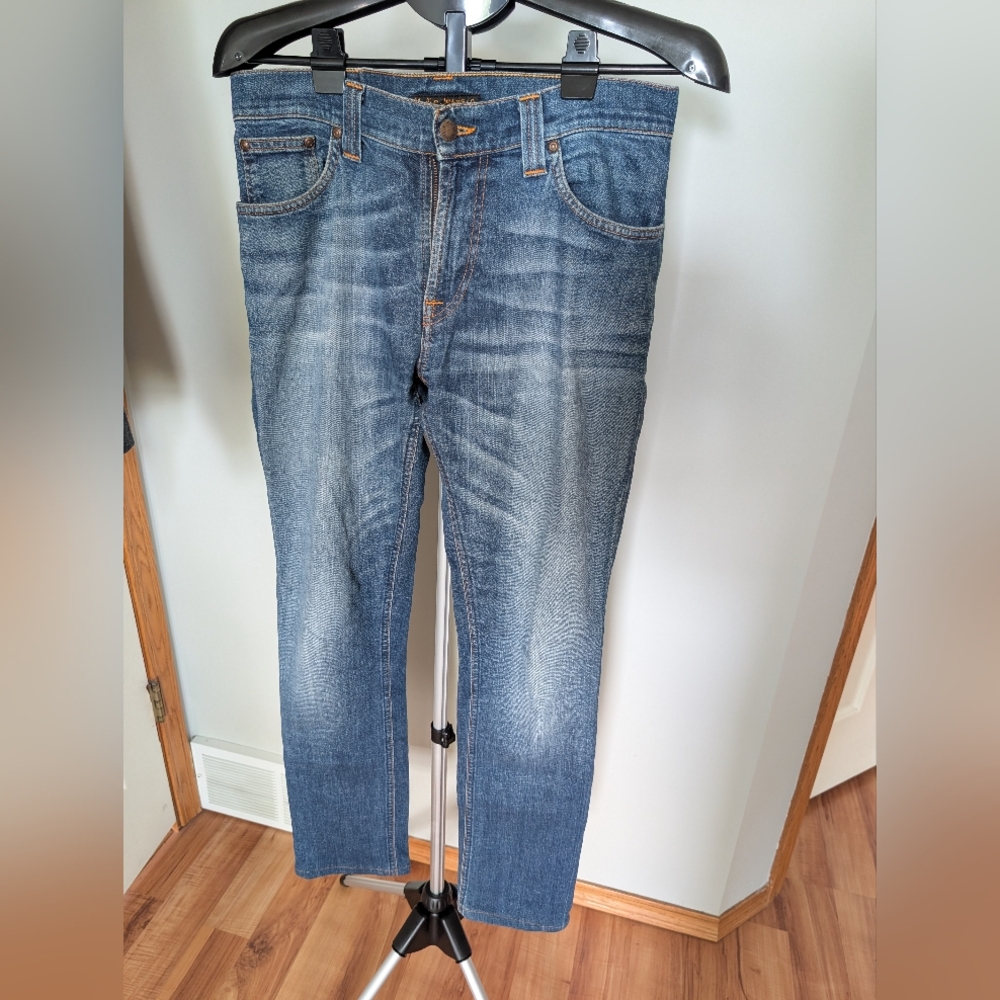 Nudie Jeans Men's Faded Blue Slim Jeans, 31